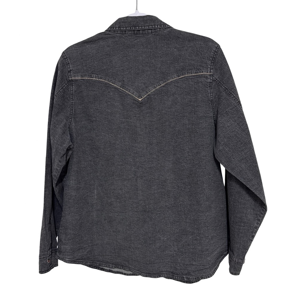 Denim&Co Western Denim Snap Long Sleeve Shirt Women’s XL Black - Picture 2 of 7